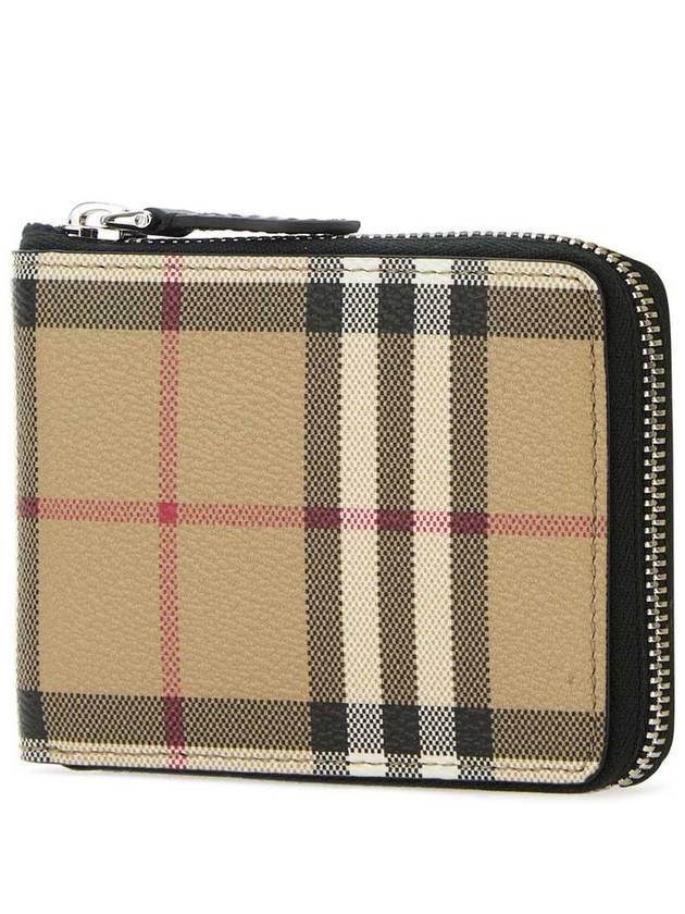 Checked Zipped Half Wallet Beige - BURBERRY - BALAAN 3