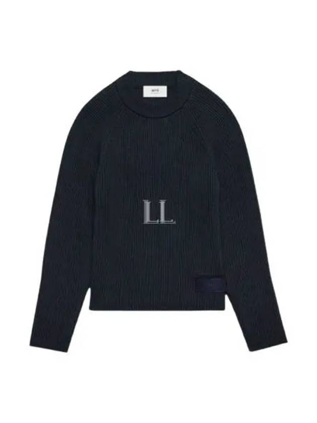 Logo Patch Basic Knit Top Navy - AMI - BALAAN 2