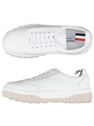 23FW MFD258A 05584 100 Frey Leather Field Sneakers 998729 - THOM BROWNE - BALAAN 1