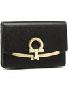 Gancini Calfskin Card Wallet Black - SALVATORE FERRAGAMO - BALAAN 2