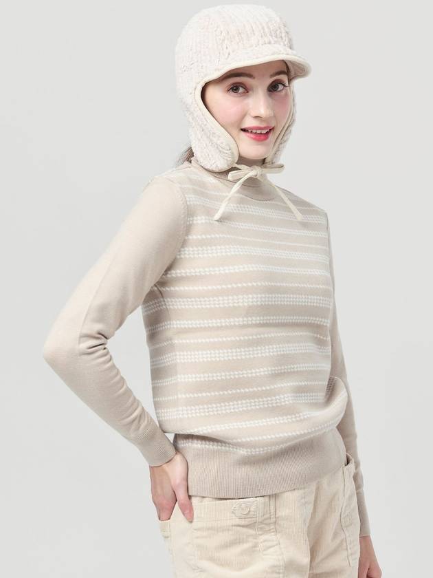 Women’s Houndstooth Double-sided Jacquard Beige Turtleneck Knit DO6222TL21 1 - DOYOUKNOWMC GOLF WEAR - BALAAN 2