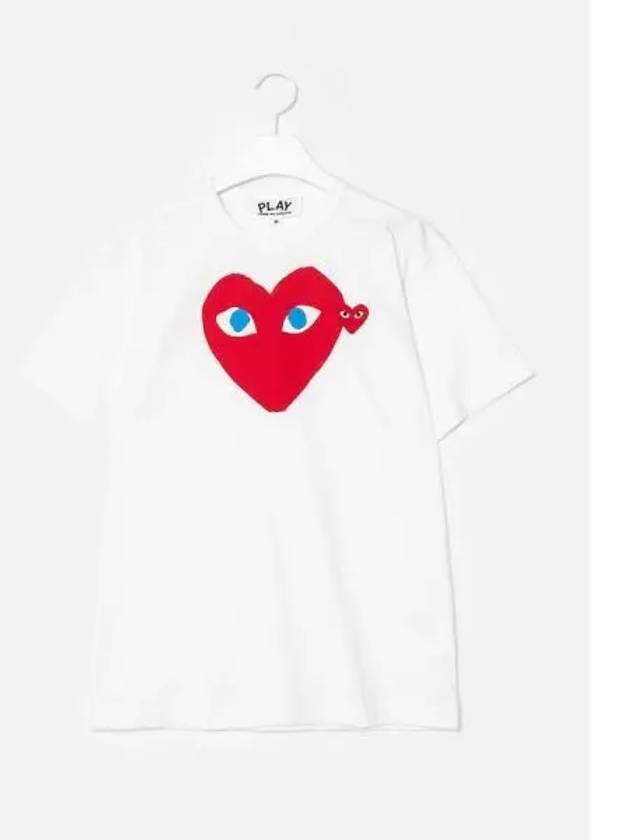 Unisex Red Heart Wappen T Shirt Blue Eyes White Domestic Product GM0024050992405 - COMME DES GARCONS PLAY - BALAAN 1