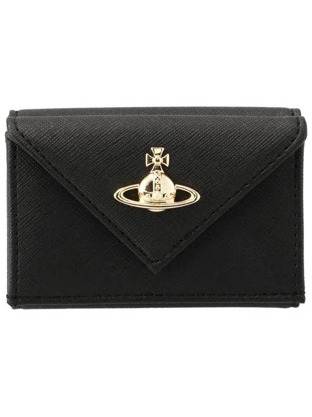 Logo Plaque Foldover Half Wallet Black - VIVIENNE WESTWOOD - BALAAN 3