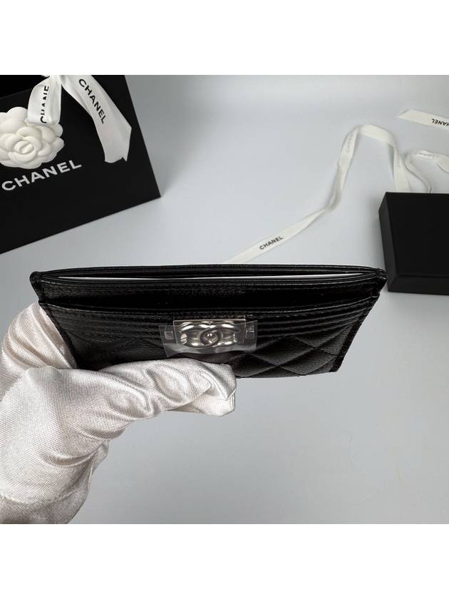 Boy Women Card Wallet Black Silver Caviar A84431 - CHANEL - BALAAN 7