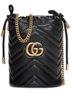 GG Marmont Gold Chain Mini Bucket Bag Black - GUCCI - BALAAN 3