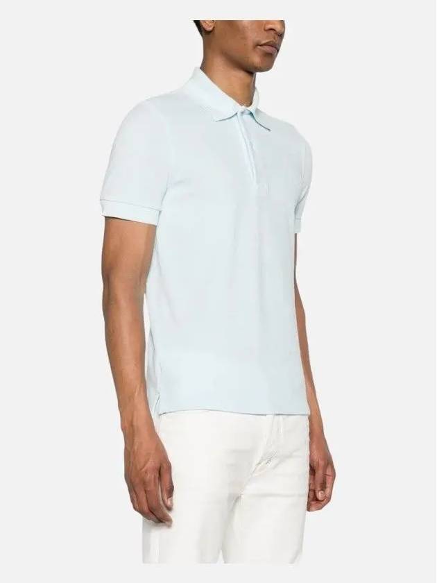 Terry Cotton Short Sleeve Polo Shirt Crystal Blue - TOM FORD - BALAAN 3