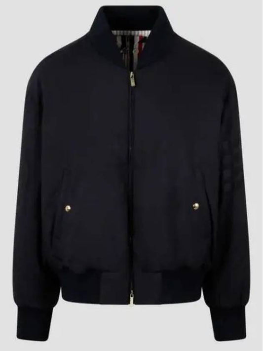 4 Bar Oversized Down Bomber Jacket Navy - THOM BROWNE - BALAAN 2