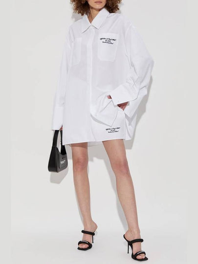 Off-White Shirt Dress With Pockets, Women's, White - OFF WHITE - BALAAN 2