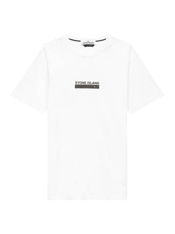 Small Rubber Logo Patch Short Sleeve T-Shirt White - STONE ISLAND - BALAAN 1