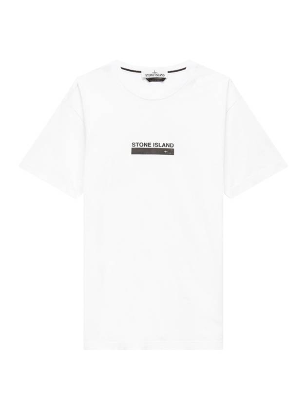 Small Rubber Logo Patch Short Sleeve T-Shirt White - STONE ISLAND - BALAAN 1