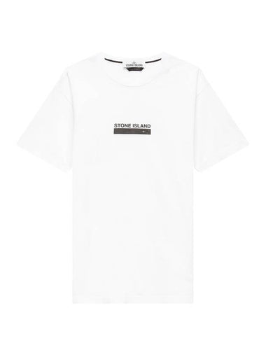 Small Rubber Logo Patch Short Sleeve T-Shirt White - STONE ISLAND - BALAAN 1