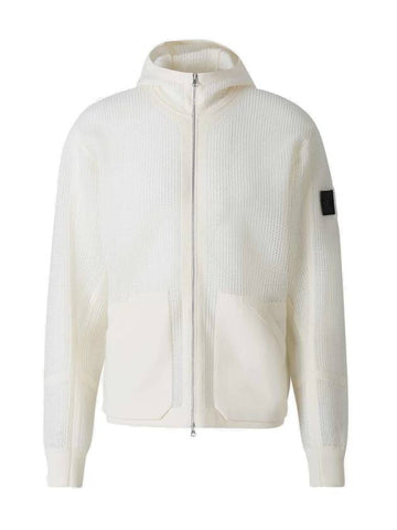 Shadow Project Mesh Stitch Nylon Wool Zip Up Hoodie White - STONE ISLAND - BALAAN 1