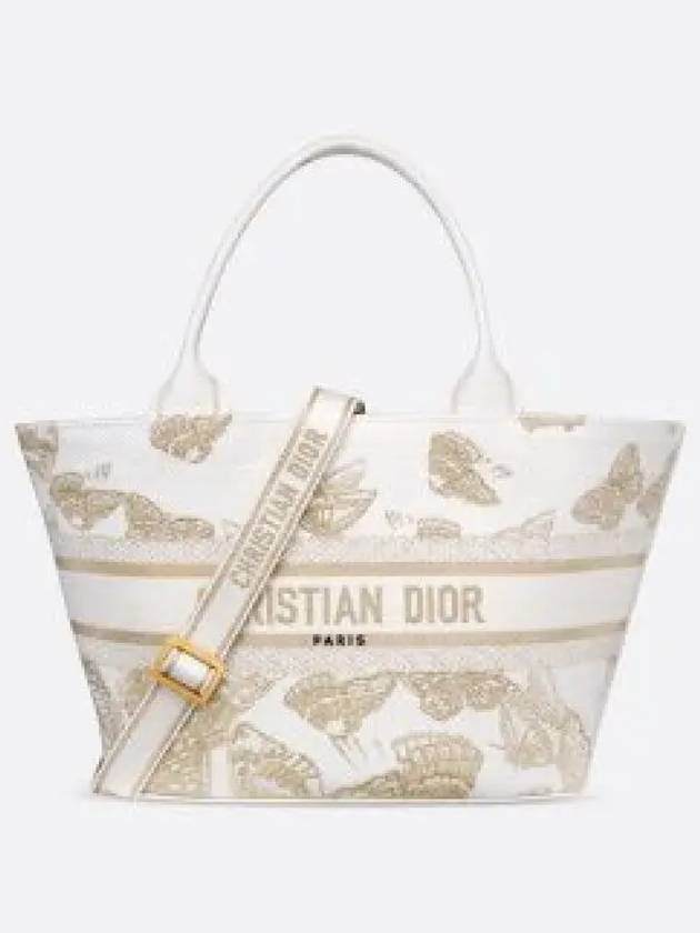 Gold Tone Gradient Butterflies Hat Basket Tote Bag White - DIOR - BALAAN 2