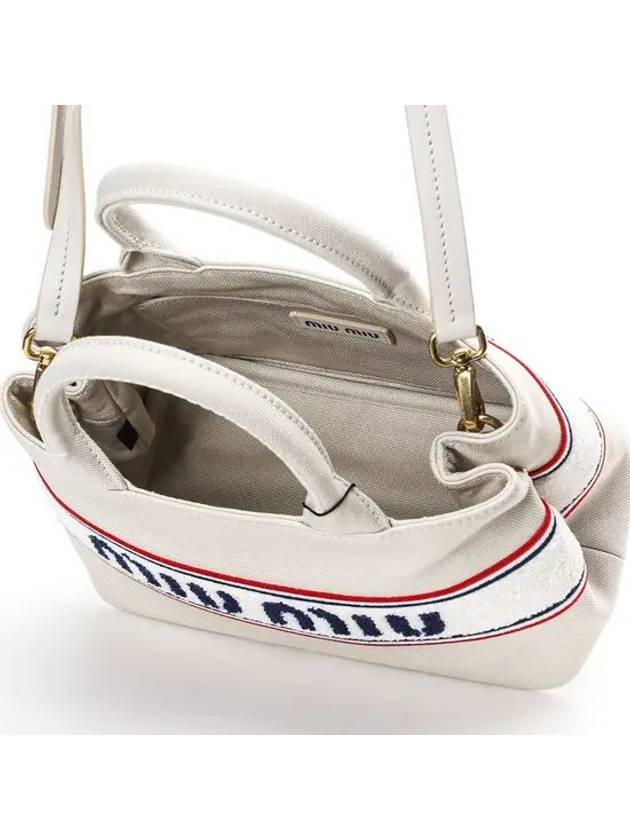 embroidered logo canvas handbag chalk - MIU MIU - BALAAN 6