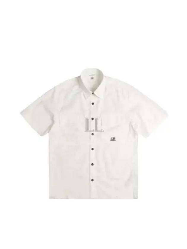 Cotton Rip-Stop Short Sleeve Shirt White - CP COMPANY - BALAAN 2