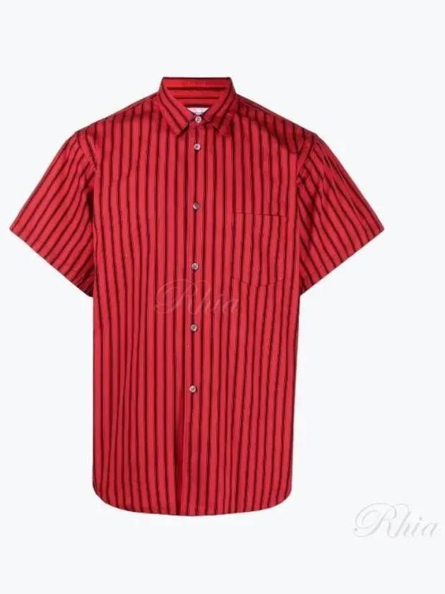 Striped Short Sleeve Shirt Black Red - COMME DES GARCONS - BALAAN 2