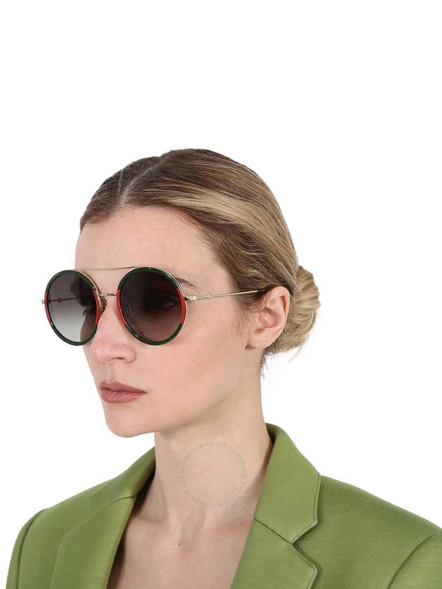 Eyewear Round Frame Gold Sunglasses Green Red - GUCCI - BALAAN 4