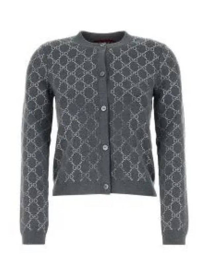 GG Crystal Embroidered Wool Cardigan Gray - GUCCI - BALAAN 2