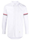 Men's Poplin Grosgrain Armband Stripe Long Sleeve Shirt White - THOM BROWNE - BALAAN 7