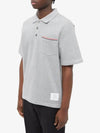 RWB Pocket Interlock Cotton Short Sleeve Polo Shirt Grey - THOM BROWNE - BALAAN 5