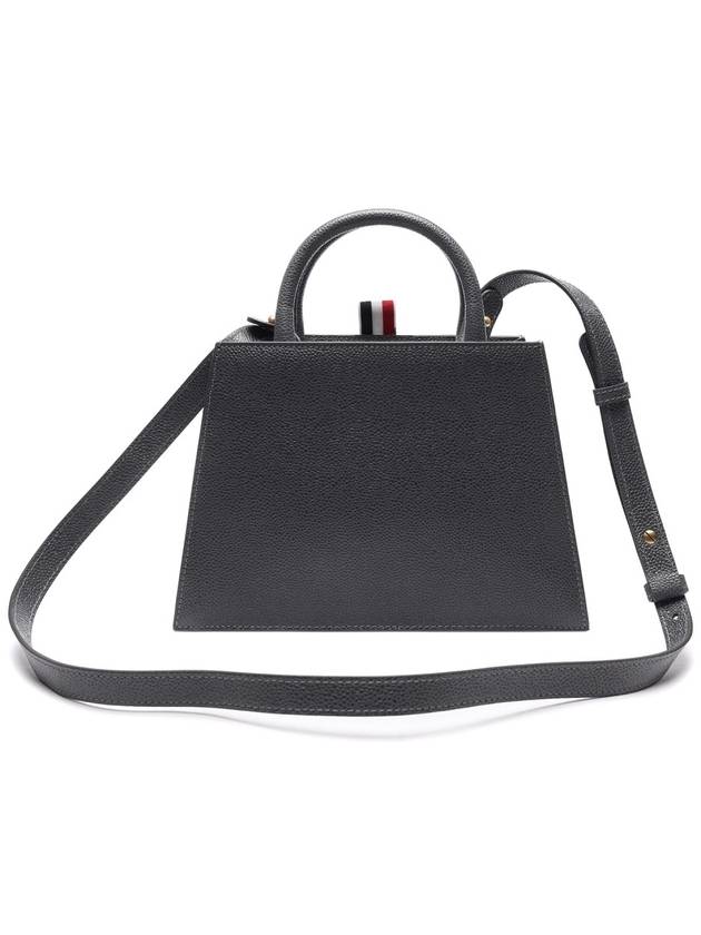 Pebble Grain Leather 4 Bar Mini Trapeze Tote Bag Dark Gray - THOM BROWNE - BALAAN 5