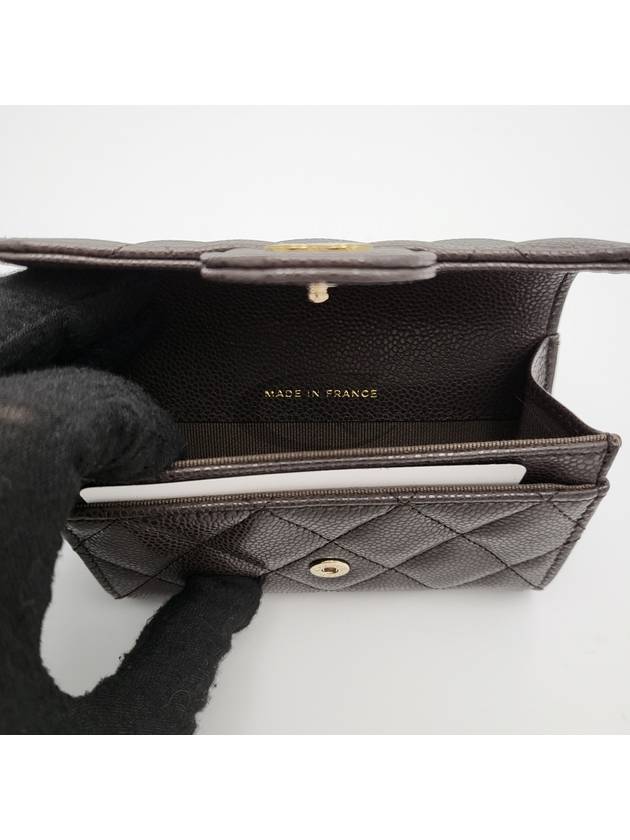 Classic flap wallet snap card dark brown gold AP0214 - CHANEL - BALAAN 8