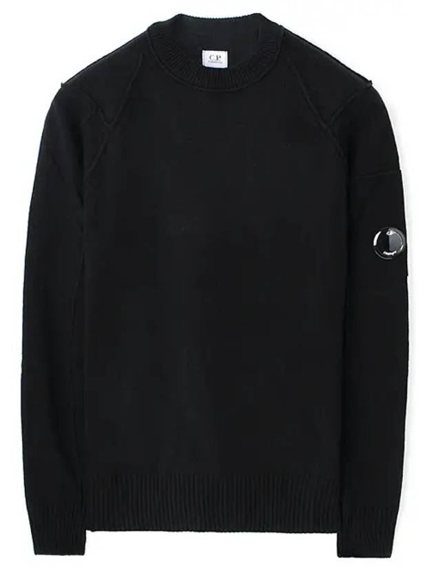 Lens Wappen Wool Blend Knit Top Black - CP COMPANY - BALAAN 2