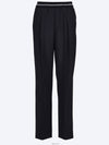 Logo Waistband Virgin Wool Straight Pants Black - MIU MIU - BALAAN 2