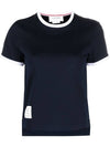 Asymmetric Hem Short Sleeve T-Shirt Navy - THOM BROWNE - BALAAN 3