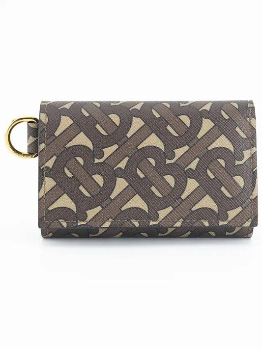 Monogram Print 3-fold Halfwallet Brown - BURBERRY - BALAAN 1