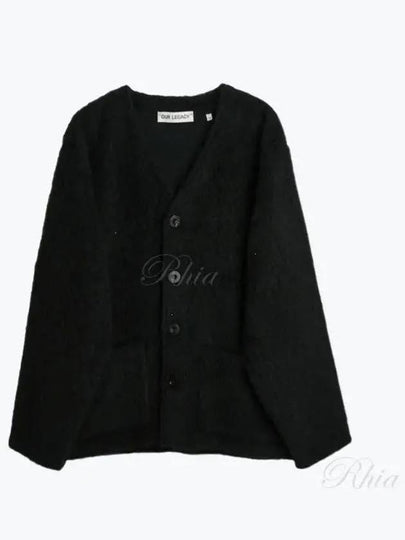 Mohair V-Neck Relaxed Fit Wool Cardigan Black - OUR LEGACY - BALAAN 2