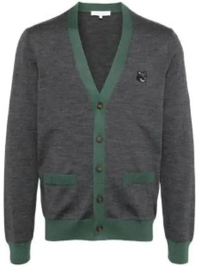 Bold Fox Head Patch Two-Tone Cardigan Grey - MAISON KITSUNE - BALAAN 2