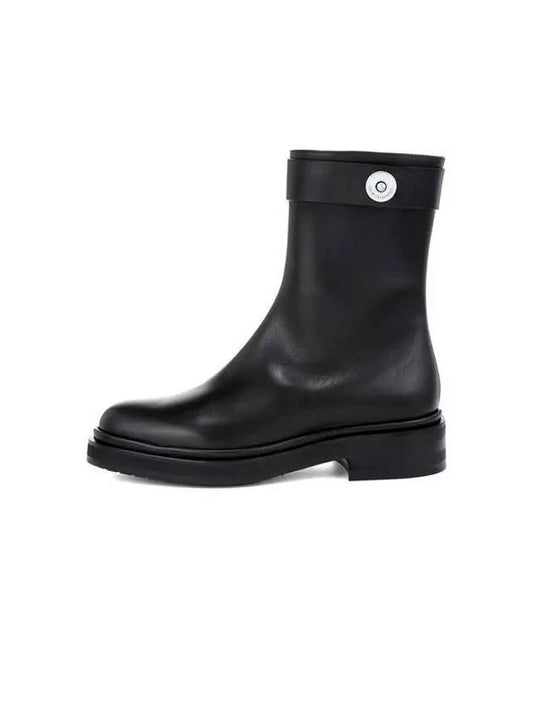 Women's Button Strap Zipper Boots Black 270188 - GIORGIO ARMANI - BALAAN 1