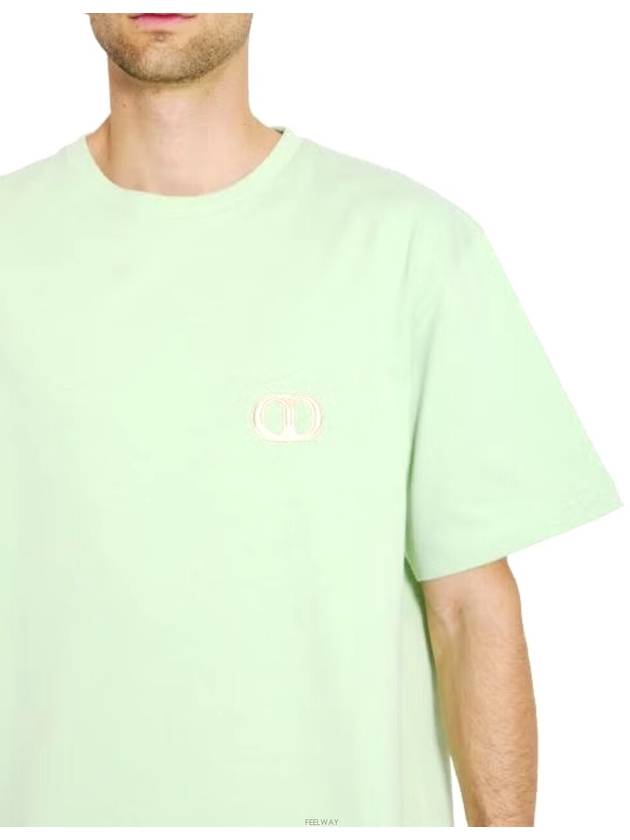 CD Icon Embroidered Cotton Jersey Short Sleeve T-Shirt Light Green - DIOR - BALAAN 3