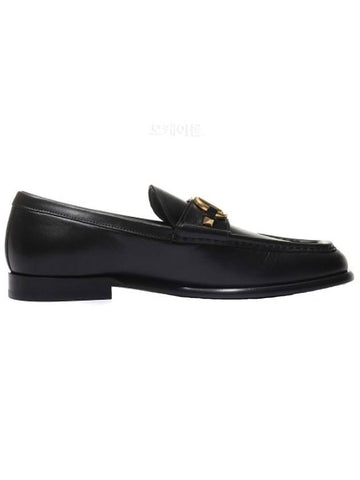 V logo leather loafers black - VALENTINO - BALAAN 1