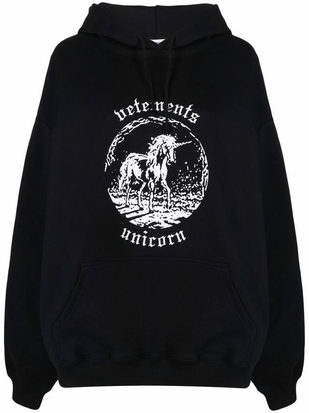 Double Unicorn Logo Hoodie Black - VETEMENTS - BALAAN 1