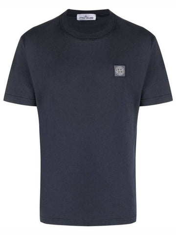 Men's Logo Short Sleeve T-Shirt Navy - STONE ISLAND - BALAAN 1