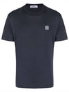 Men's Logo Short Sleeve T-Shirt Navy - STONE ISLAND - BALAAN 1