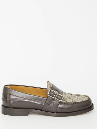 Leather GG Fabric Insert Loafers Dark Brown - GUCCI - BALAAN 2