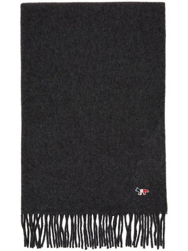 Fox Fox Tricolor Virgin Wool Scarf Muffler Gray - MAISON KITSUNE - BALAAN 1