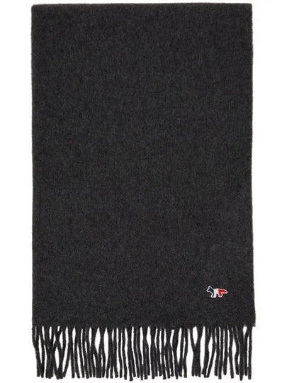 Small Tricolor Fox Wool Muffler Anthracite - MAISON KITSUNE - BALAAN 2