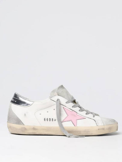 Women's Superstar Silver Heel Tab Pink Star Low Top Sneakers White - GOLDEN GOOSE - BALAAN 2