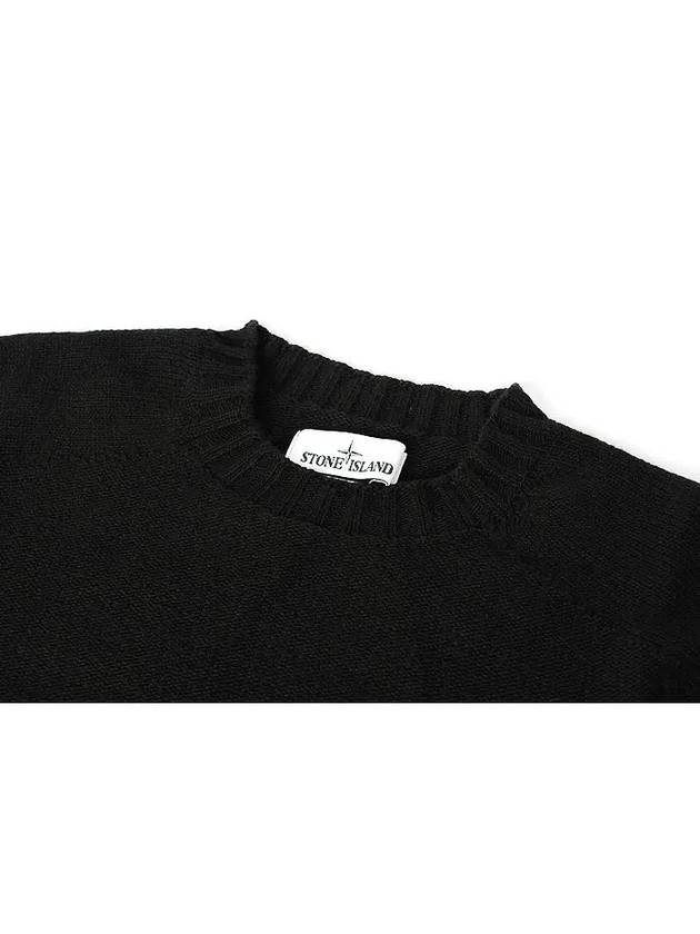 Men's Wappen Patch Lambswool Knit Top Black - STONE ISLAND - BALAAN 4