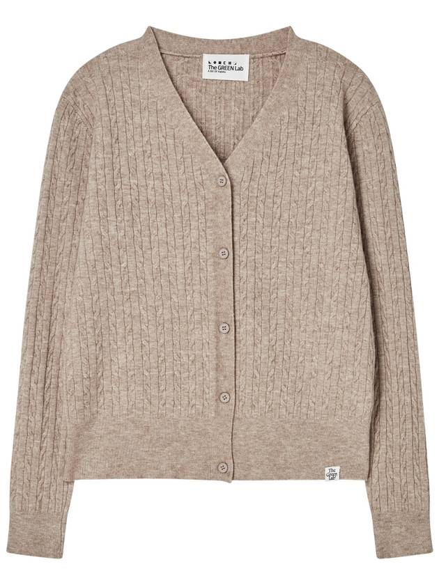 V neck cable knit cardigan Melange beige - THE GREEN LAB - BALAAN 1