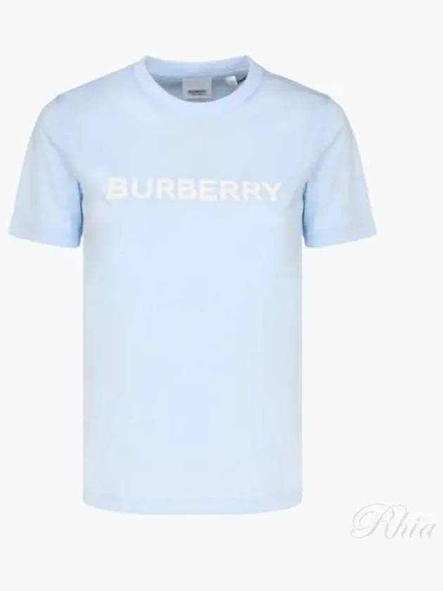 Women's Logo Print Cotton Short Sleeve T-Shirt Pale Blue - BURBERRY - BALAAN 2