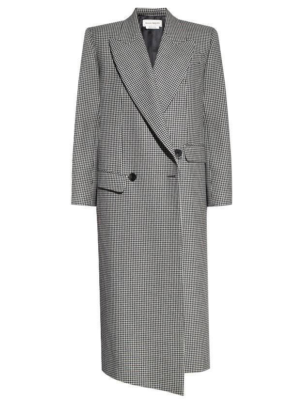 Women's Houndstooth Check Single Breasted Coat Gray - ALEXANDER MCQUEEN - BALAAN 1