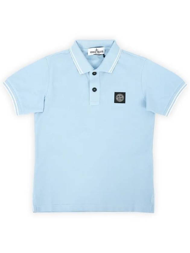 Kids Logo Patch Polo Shirt Light Blue - STONE ISLAND - BALAAN 3