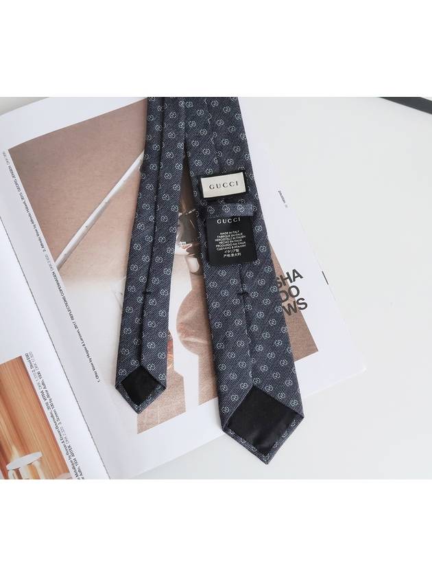 Men's GG Pattern Silk Tie Navy - GUCCI - BALAAN 6