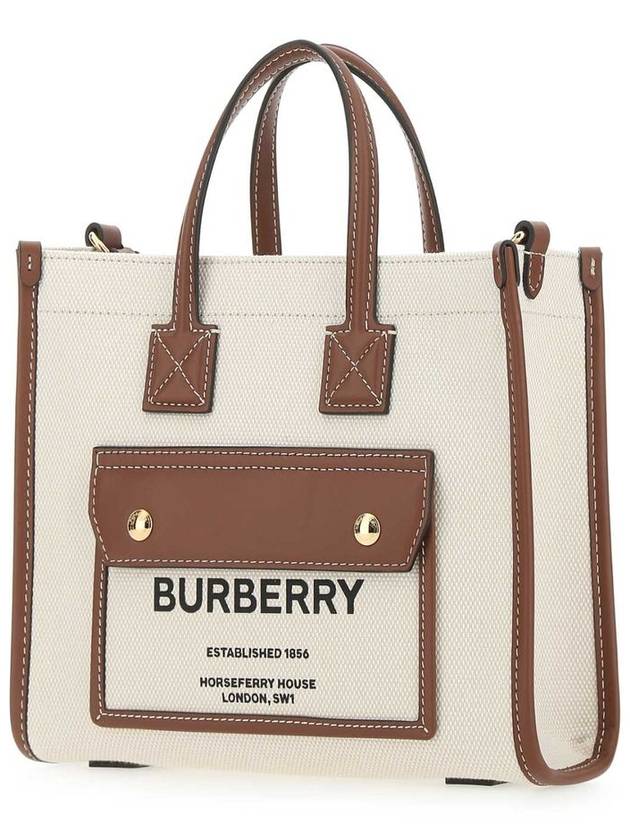 Mini Two-Tone Canvas and Leather Freya Tote Bag Natural Tan - BURBERRY - BALAAN 4