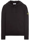 Logo Patch Cotton Fleece Hoodie Black - STONE ISLAND - BALAAN 2